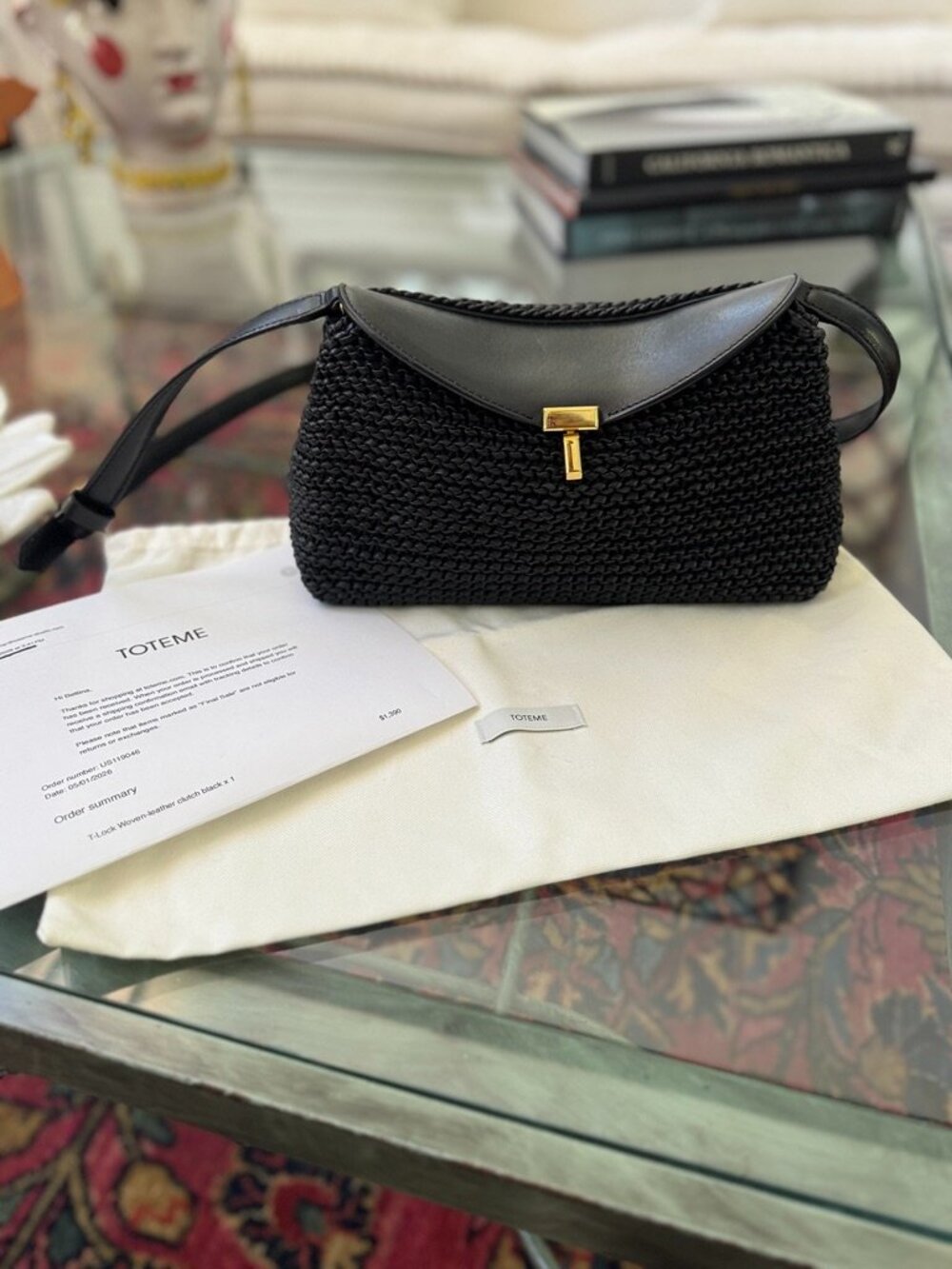 TOTEME T-Lock Woven Leather Convertible Clutch Ret. $1490 Great Condition